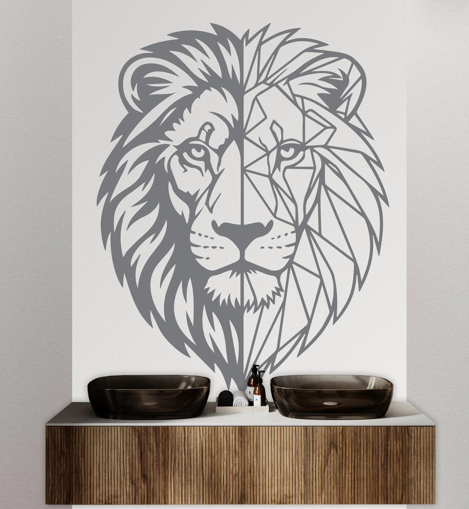 Lion Polygonal wall decal Lion Geometric decor Lion wall art Decal Lion Lover Animals Lion Wall Bathroom Wall Decals Stickers 243DE