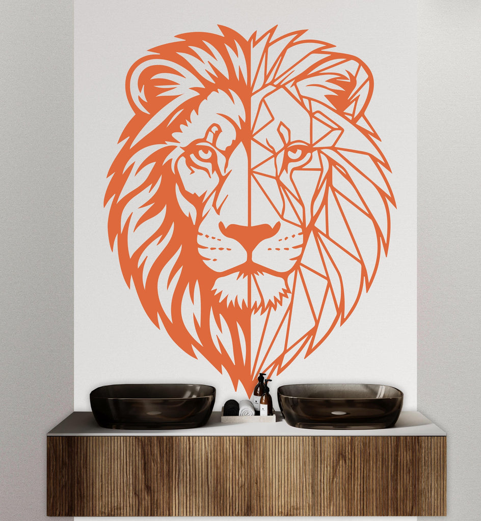 Lion Polygonal wall decal Lion Geometric decor Lion wall art Decal Lion Lover Animals Lion Wall Bathroom Wall Decals Stickers 243DE