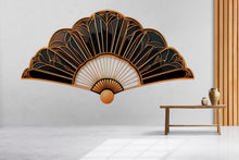 Load image into Gallery viewer, Black And Gold Art Deco Fan Wall Decal, Luxury Wall Sticker, Geometric Fan Wall Art, Glam Home Decor, Peel And Stick Wall Decal
