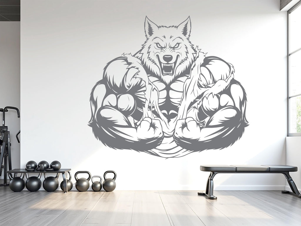 Wolf Gym Wall Decor No Pain No Gain Fitness Art Decal Crossfit Gifts Home Sticker