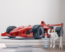 Load image into Gallery viewer, Formula Race Car Wall Decal, Red Racing Car Wall Sticker, Kids Room Car Decor, Boys Bedroom Wall Art, Peel And Stick Wall Decal