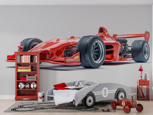 Load image into Gallery viewer, Formula Race Car Wall Decal, Red Racing Car Wall Sticker, Kids Room Car Decor, Boys Bedroom Wall Art, Peel And Stick Wall Decal