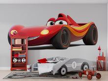 Load image into Gallery viewer, Cute Cartoon Race Car Wall Decal, Smiling Car Wall Sticker, Kids Bedroom Wall Art, Nursery Car Decor, Peel And Stick Wall Decal