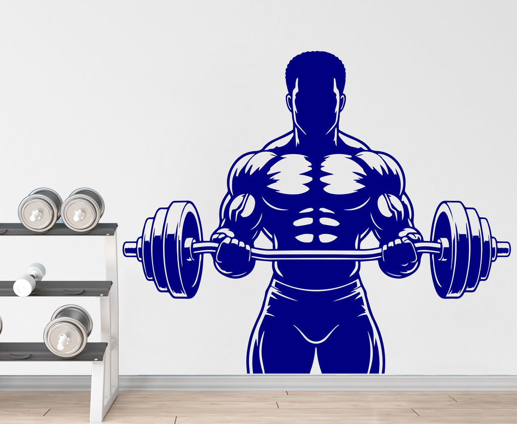 Afro Men Bodybuilder in Gym Wall Decal Power fitness Women Squat Decor Workout Art Vinyl Wall Stickers Bedroom 288DE