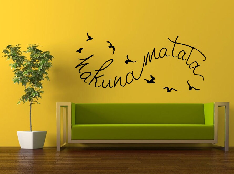 Wall Decal Vinyl Sticker Decals Interior Decor DIY Free Shipping Hakuna Matata It Means No Worries Quote Citation Words Phrase Saying L520