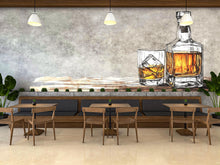 Load image into Gallery viewer, Whiskey Wall Decal Minimal Bar Wall Sticker Whiskey Bottle Glass Wall Art Restaurant Lounge Home Bar Decor