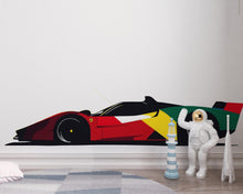 Load image into Gallery viewer, Abstract Formula Race Car Wall Decal For Kids Room, Modern Racing Car Wall Sticker, Boys Bedroom Speed Car Wall Art