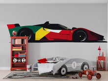 Load image into Gallery viewer, Abstract Formula Race Car Wall Decal For Kids Room, Modern Racing Car Wall Sticker, Boys Bedroom Speed Car Wall Art