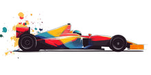 Load image into Gallery viewer, Colorful Formula Race Car Wall Decal For Kids Room, Abstract Racing Car Wall Sticker, Modern Car Nursery Wall Art
