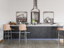 Load image into Gallery viewer, Minimal Whiskey Wall Decal Bar Wall Sticker Whiskey Bottle Glass Wall Art Restaurant Lounge Home Bar Decor