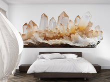 Load image into Gallery viewer, Crystal Wall Decal Golden Quartz Wall Sticker Boho Bedroom Decor Healing Crystal Wall Art Spiritual Home Decor