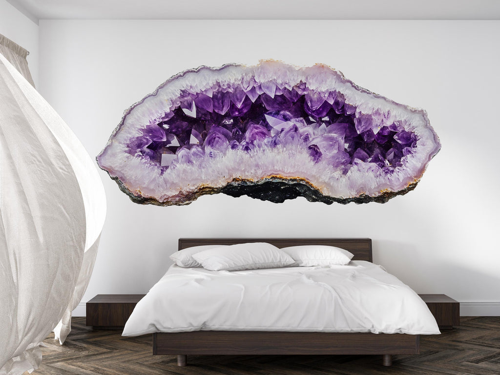 Amethyst Crystal Wall Decal Purple Geode Wall Sticker Boho Bedroom Decor Healing Crystal Wall Art Spiritual Decor