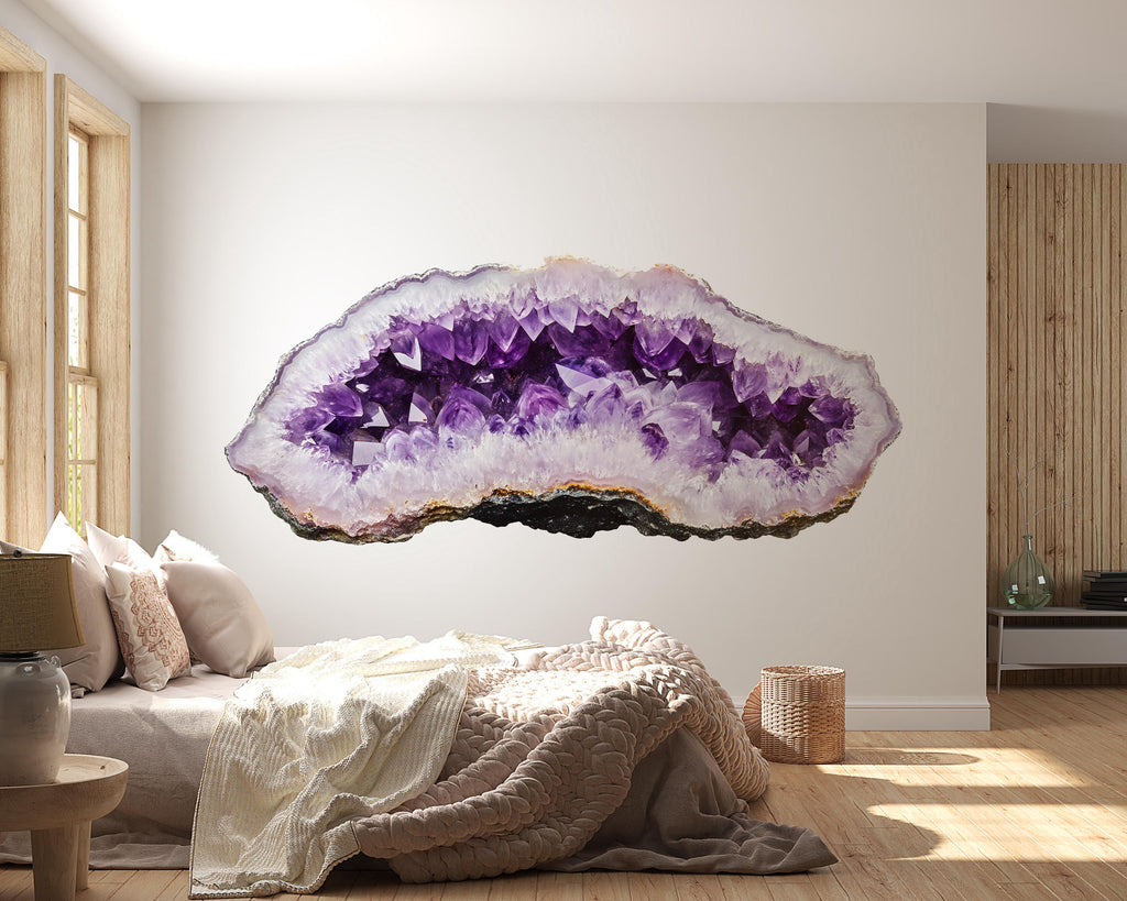Amethyst Crystal Wall Decal Purple Geode Wall Sticker Boho Bedroom Decor Healing Crystal Wall Art Spiritual Decor
