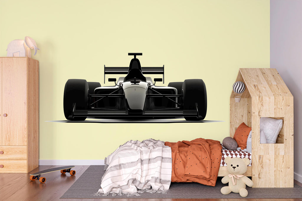 Black Formula Race Car Wall Decal For Kids Room, Racing Car Wall Sticker, Modern Motorsport Bedroom Wall Art