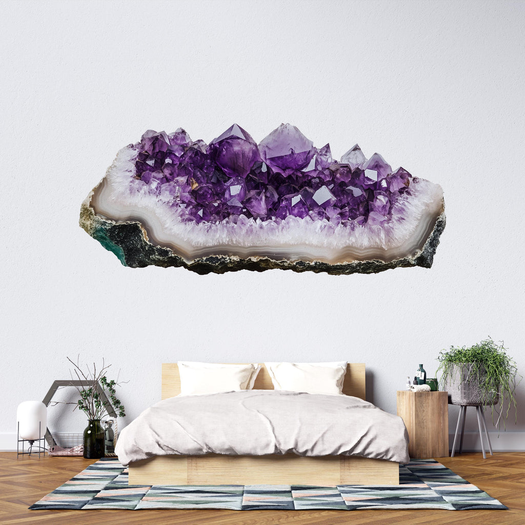 Amethyst Geode Wall Decal Purple Crystal Wall Sticker Boho Bedroom Decor Healing Crystal Wall Art Spiritual Decor
