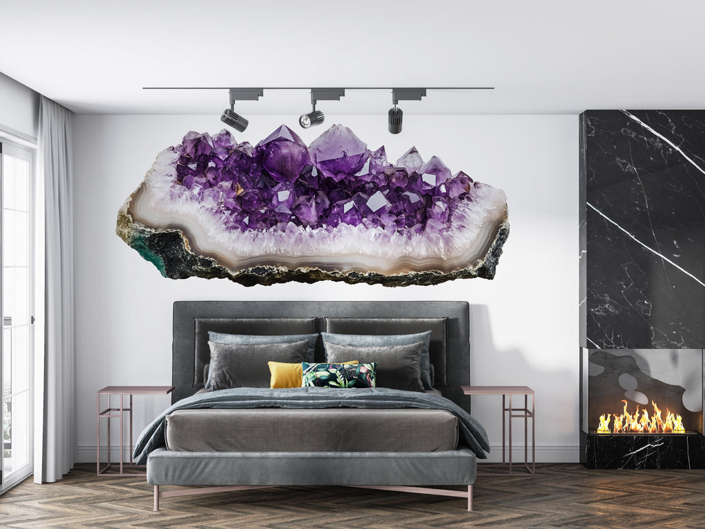 Amethyst Geode Wall Decal Purple Crystal Wall Sticker Boho Bedroom Decor Healing Crystal Wall Art Spiritual Decor