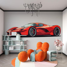Load image into Gallery viewer, Red Sports Car Wall Decal For Kids Room, Supercar Wall Sticker, Modern Race Car Wall Art For Boys Bedroom
