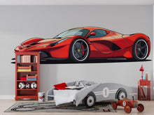 Load image into Gallery viewer, Red Sports Car Wall Decal For Kids Room, Supercar Wall Sticker, Modern Race Car Wall Art For Boys Bedroom