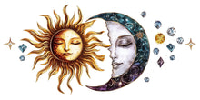 Load image into Gallery viewer, Sun And Moon Wall Decal Celestial Wall Sticker Boho Bedroom Decor Spiritual Wall Art Astrology Home Decor