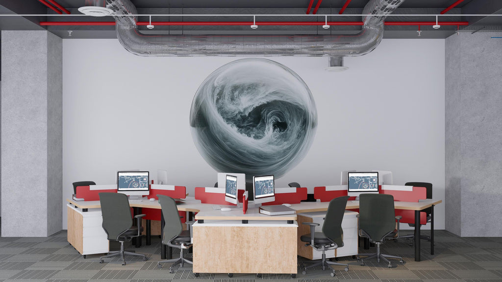 Abstract Ocean Wave Wall Decal Minimalist Water Sphere Wall Sticker Modern Coastal Wall Art Neutral Home Decor