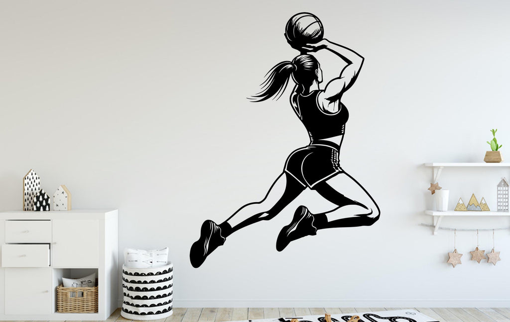 Basketball Girl Wall Decal, Basketball Wall sticker, Basket Girl Basketball wall art Kids room Decal 250DE