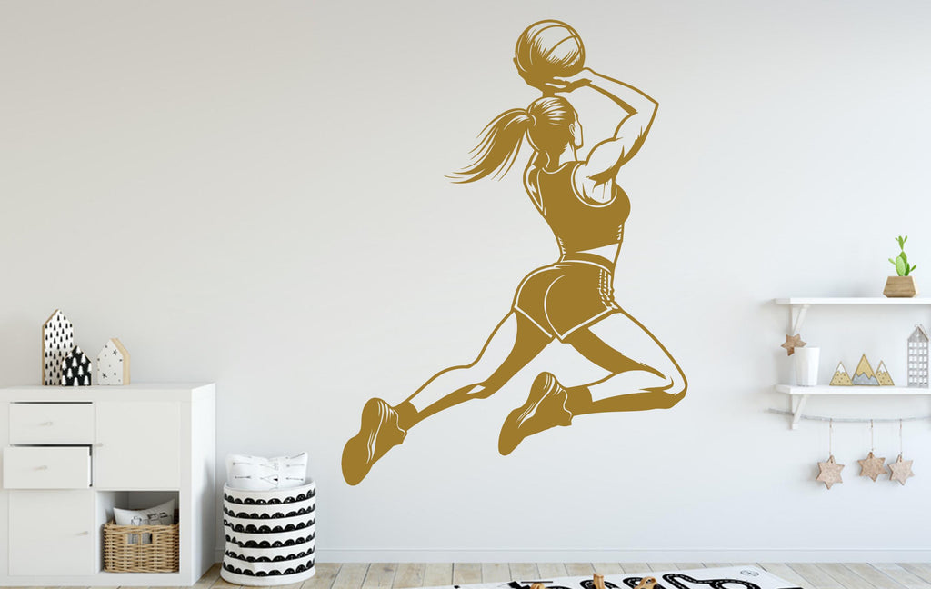 Basketball Girl Wall Decal, Basketball Wall sticker, Basket Girl Basketball wall art Kids room Decal 250DE