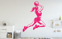 Load image into Gallery viewer, Basketball Girl Wall Decal, Basketball Wall sticker, Basket Girl Basketball wall art Kids room Decal 250DE