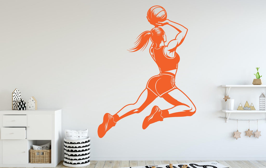 Basketball Girl Wall Decal, Basketball Wall sticker, Basket Girl Basketball wall art Kids room Decal 250DE