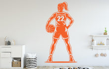 Load image into Gallery viewer, Basketball Girl Wall Decal, Custom Name Basketball Wall sticker, Personalized gifts Basket Girl Basketball wall art Kids room Decal 251DE