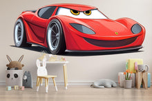 Load image into Gallery viewer, Cute Red Racing Car Wall Decal For Kids Room | Cartoon Car Wall Sticker | Nursery Boy Bedroom Decor | Playroom Peel And Stick Art