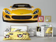 Load image into Gallery viewer, Yellow Sports Car Wall Decal For Kids Room | Racing Car Wall Sticker | Boys Bedroom Wall Art | Playroom Car Decor | Peel And Stick Decal
