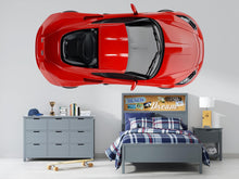 Load image into Gallery viewer, Red Sports Car Wall Decal Top View | Racing Car Wall Sticker For Boys Room | Kids Bedroom Car Wall Art | Playroom Decor | Peel And Stick