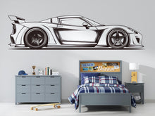 Load image into Gallery viewer, Minimalist Racing Car Wall Decal | Black And White Sports Car Wall Sticker | Boys Room Decor | Car Outline Wall Art | Peel And Stick