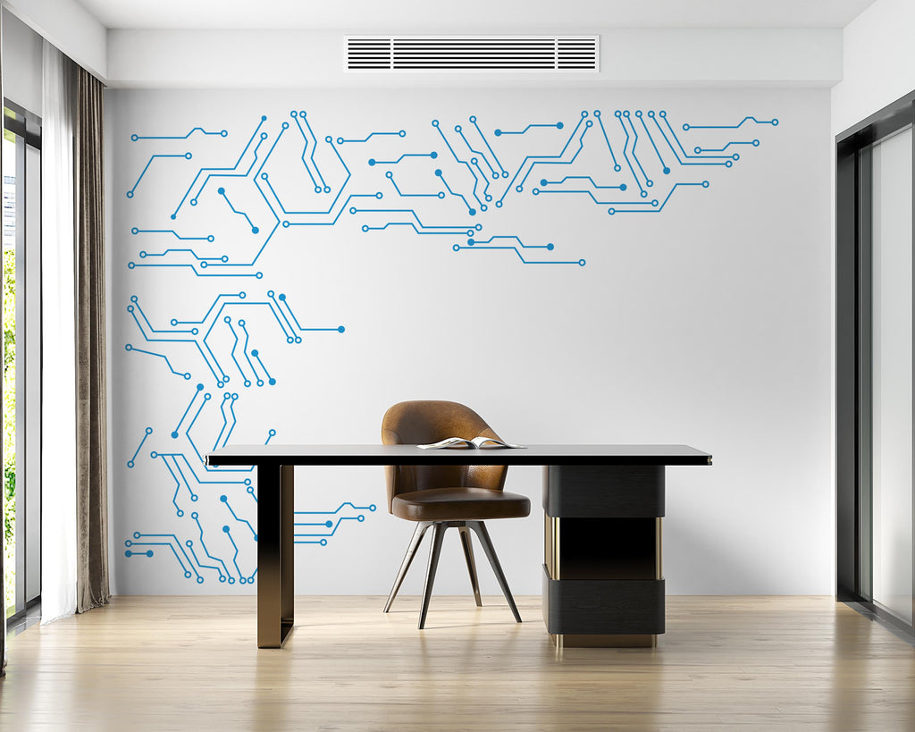 Technology Wall Decal, Circuit Wall sticker, Tech wall decor, Office decal, Office wall art Office wall Decor 249DE
