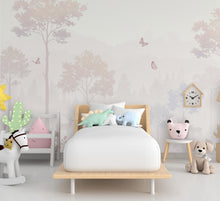 Load image into Gallery viewer, Pastel Butterfly Wallpaper Mural – Forest wallpaper, butterfly wall art, Elegant Watercolor Wall Art for Girls Bedroom Nursery 1024RS