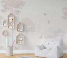 Load image into Gallery viewer, Pastel Butterfly Wallpaper Mural – Forest wallpaper, butterfly wall art, Elegant Watercolor Wall Art for Girls Bedroom Nursery 1024RS
