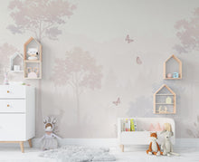 Load image into Gallery viewer, Pastel Butterfly Wallpaper Mural – Forest wallpaper, butterfly wall art, Elegant Watercolor Wall Art for Girls Bedroom Nursery 1024RS