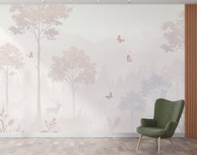 Load image into Gallery viewer, Pastel Butterfly Wallpaper Mural – Forest wallpaper, butterfly wall art, Elegant Watercolor Wall Art for Girls Bedroom Nursery 1024RS
