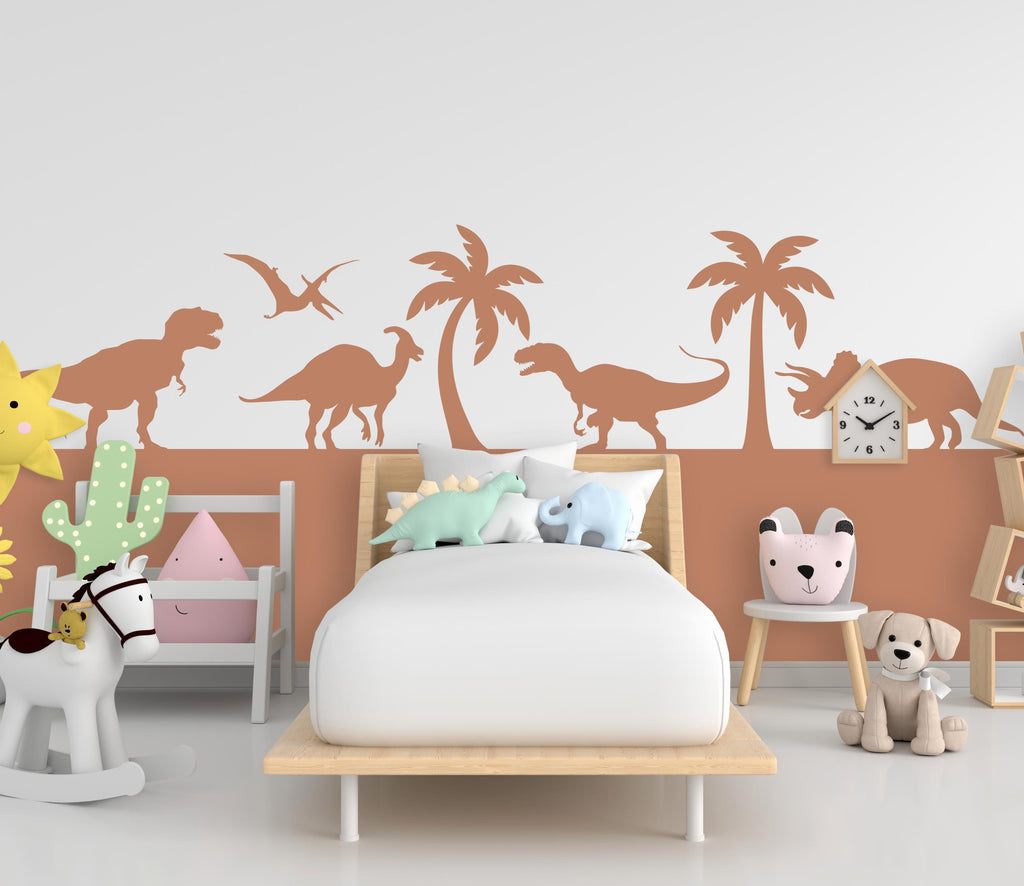 Dinosaur Wall Border Wall Decal, Scallop Decals, Dinosaur Wall Decor Decal, Boho Nursery, DinosaurWall, Border Wall Decal 1026RS