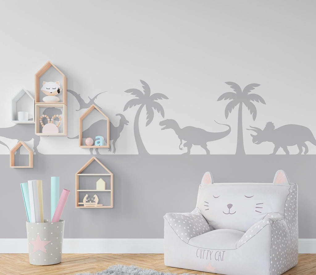 Dinosaur Wall Border Wall Decal, Scallop Decals, Dinosaur Wall Decor Decal, Boho Nursery, DinosaurWall, Border Wall Decal 1026RS