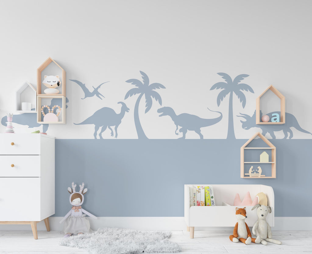 Dinosaur Wall Border Wall Decal, Scallop Decals, Dinosaur Wall Decor Decal, Boho Nursery, DinosaurWall, Border Wall Decal 1026RS