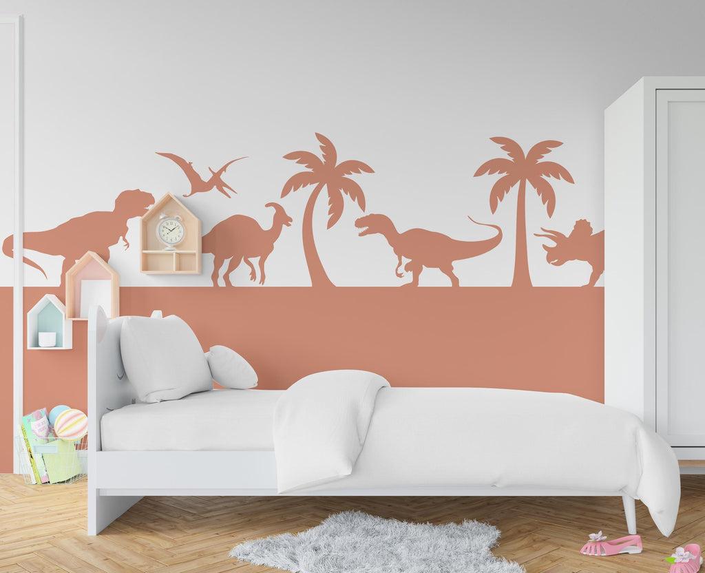 Dinosaur Wall Border Wall Decal, Scallop Decals, Dinosaur Wall Decor Decal, Boho Nursery, DinosaurWall, Border Wall Decal 1026RS