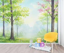 Load image into Gallery viewer, Watercolor Forest Wallpaper Mural – Dreamy Evergreen Trees Nursery Decor 258DE