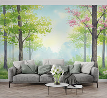 Load image into Gallery viewer, Watercolor Forest Wallpaper Mural – Dreamy Evergreen Trees Nursery Decor 258DE