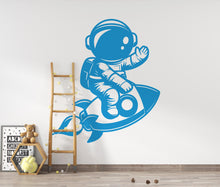 Load image into Gallery viewer, Astronaut Rocket Wall Decal – Space Nursery Art, Kids Room Vinyl Sticker, Outer Space Bedroom Decor
