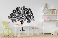 Load image into Gallery viewer, Mechanical Tree Wall Decal – Steampunk Gear Tree Vinyl Sticker, Technology Office Décor, Engineering &amp; STEM Wall Art, Circuit Board 727LU