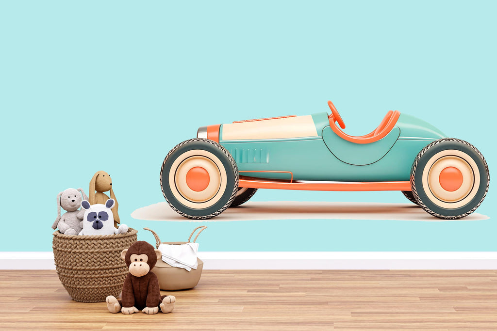 Vintage Race Car Wall Decal | Pastel Car Wall Sticker | Nursery Car Decor | Kids Room Wall Art | Peel And Stick Racing Car Decal
