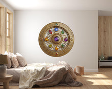 Load image into Gallery viewer, Celestial Mandala Wall Decal Zodiac Crystal Wheel Wall Art Mystical Gold Wall Sticker Sacred Geometry Home Decor