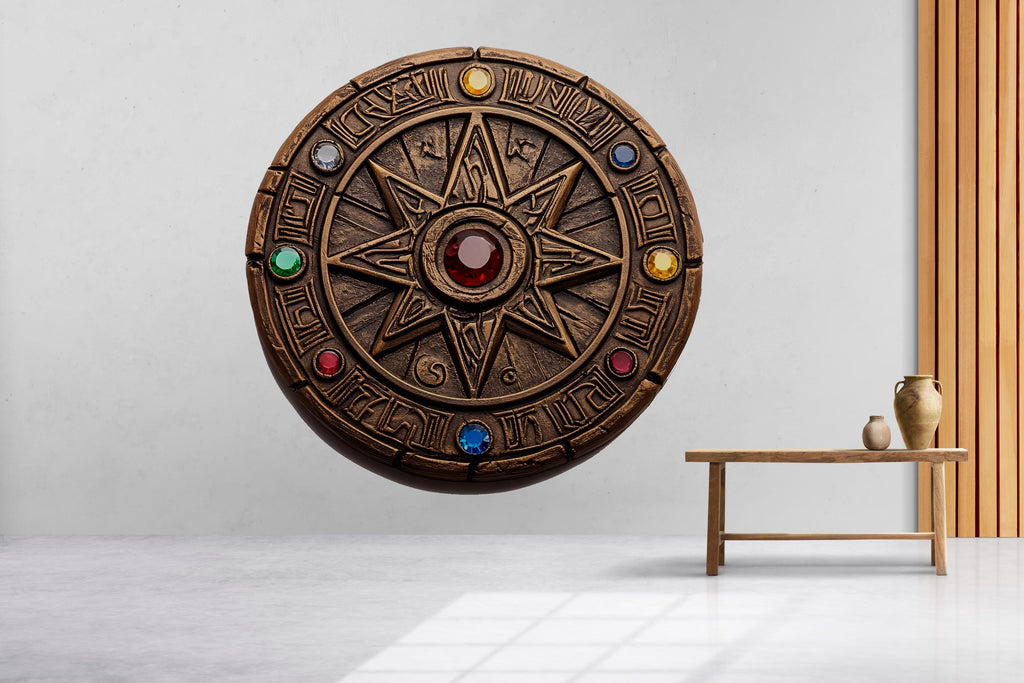 Mystical Rune Wheel Wall Decal Ancient Sigil Wall Art Sacred Symbol Round Wall Sticker Fantasy Home Decor
