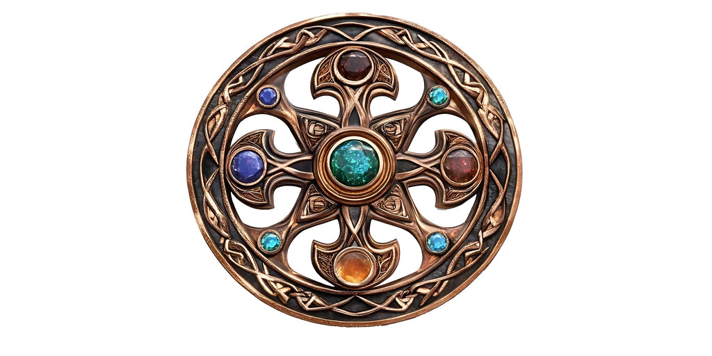 Celtic Gemstone Cross Wall Decal Sacred Geometry Wall Art Mystic Medallion Round Wall Sticker Spiritual Decor